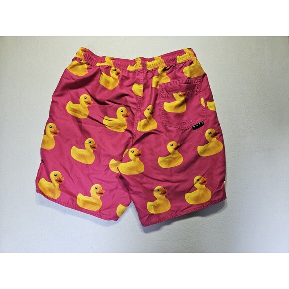 Neff Swim Trunks Drawstring Men’s Board Shorts Pink - Yellow Rubber Ducks Large - Picture 2 of 8